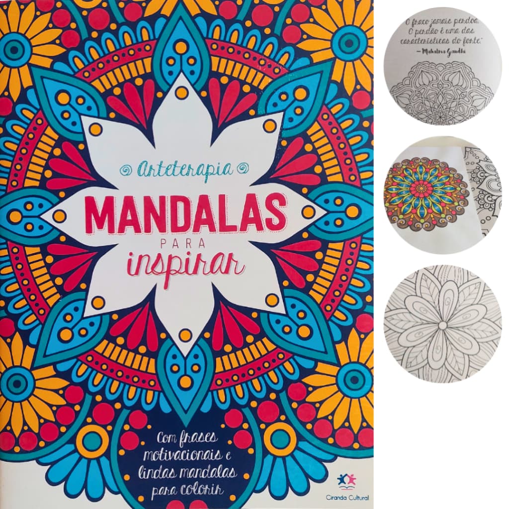 Livro Mandalas Inspirar Arteterapia Criatividade Bem‑Estar Mindfulness Relaxar Adulto Mindfulness