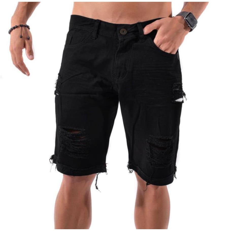 Bermuda Jeans Branca Rasgada Desfiada Bermuda Jeans Preta Rasgada Destroyd Short Jeans Shorts Homens