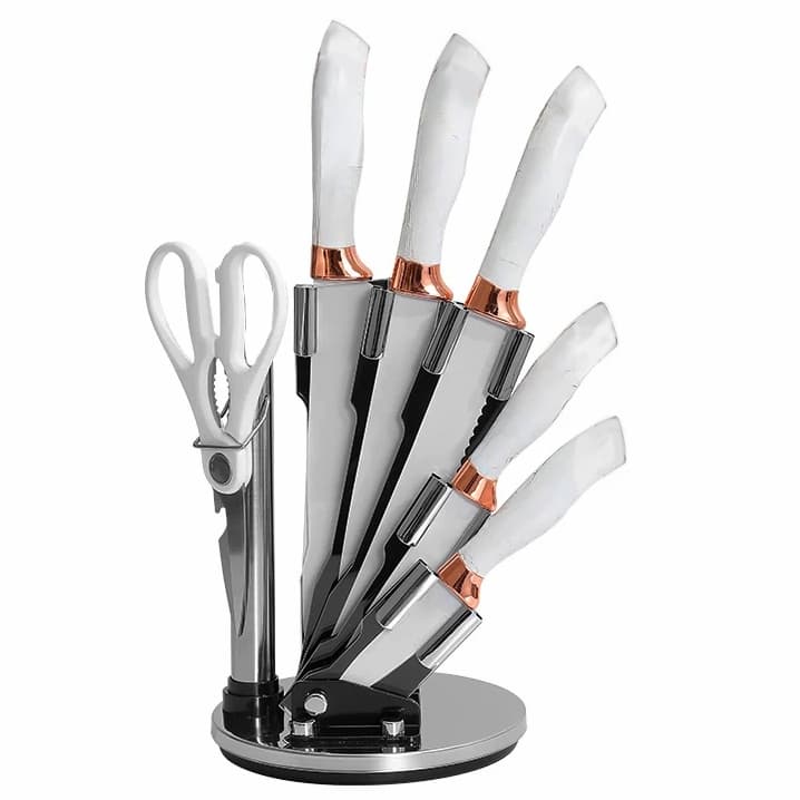 Kit de Facas 7 Peças Com Suporte de Bancada Giratório 360 Luxo Cozinha