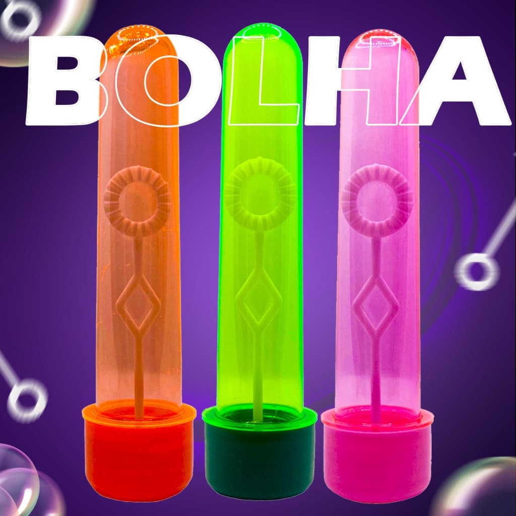 30 Tubetes Bolha de Sabão Neon 13 cm Lembrancinha Festas