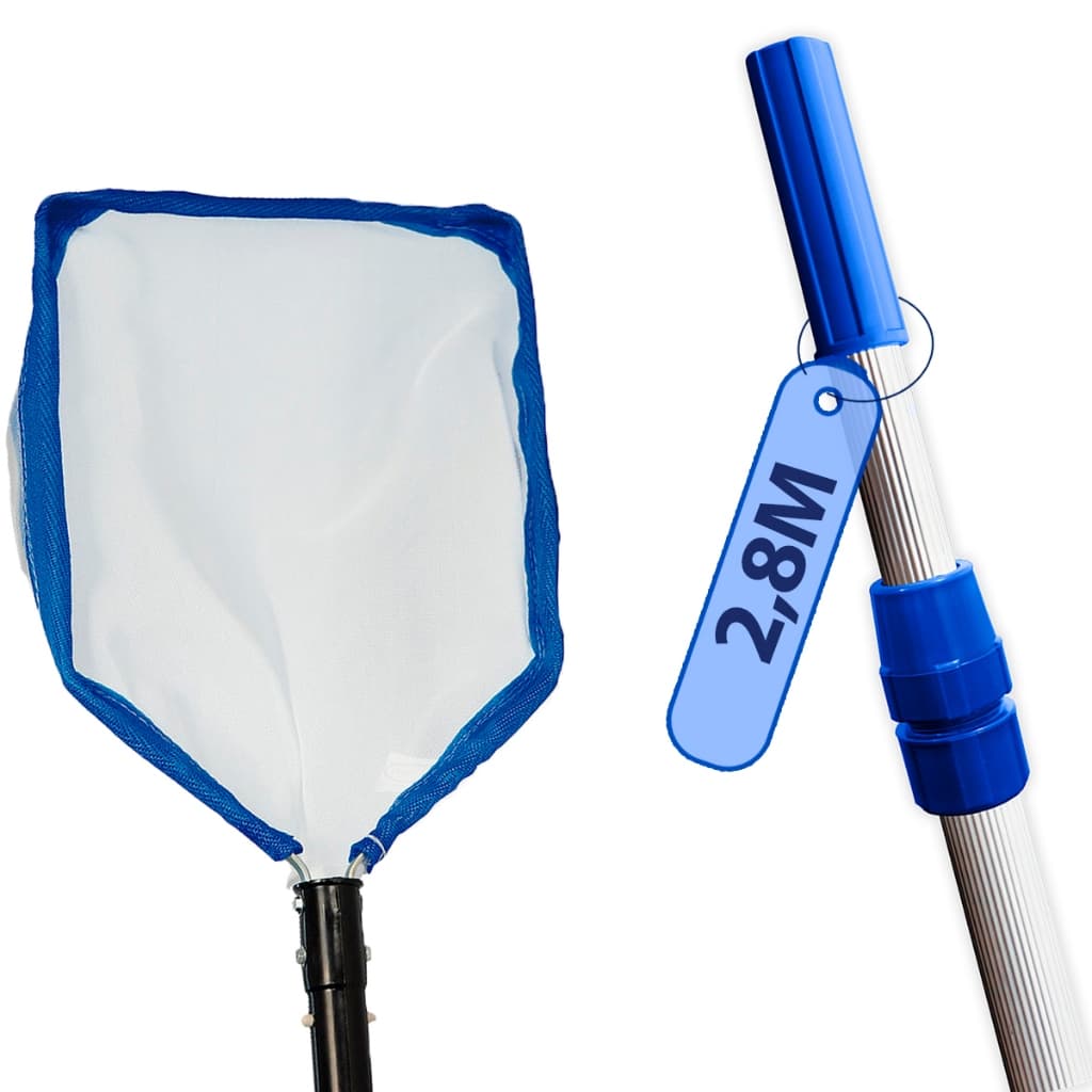 Kit Limpeza Piscina Peneira Armação Metálica + Cabo De Alumínio Telescópico 2,8m