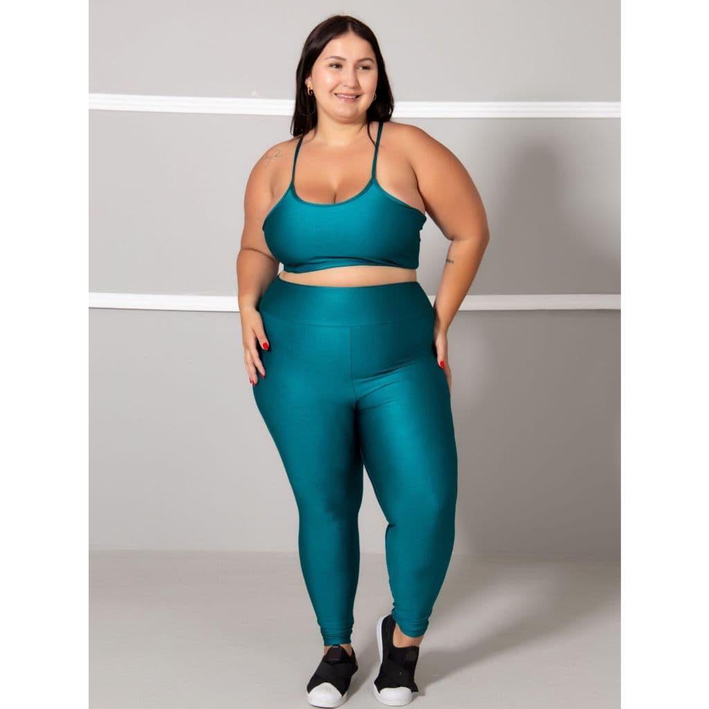 Conjunto Brilhoso  Legging + Top S/bojo Plus Size Academia 11180/11179