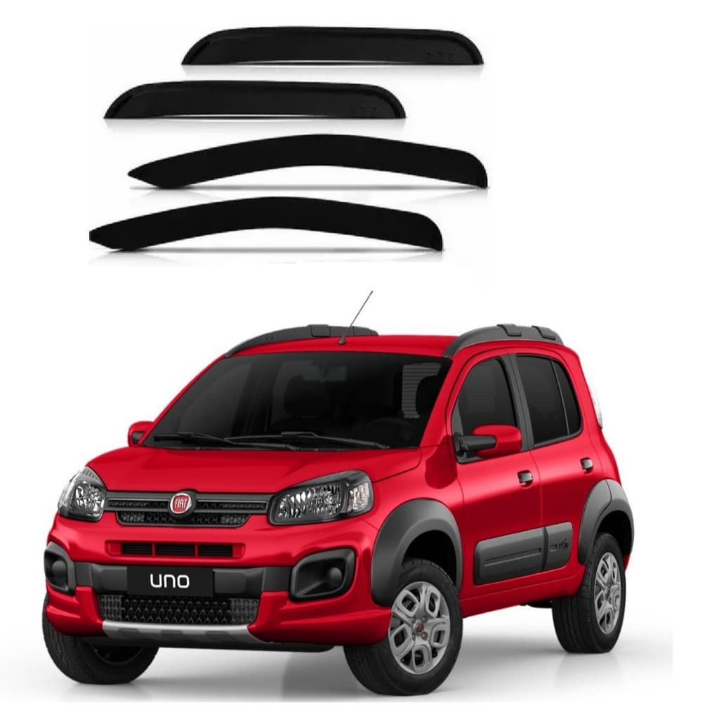 Calha Chuva Defletor Acrilico Fume Fiat Novo Uno Vivace Attractive 2010 2015 2016 2018  2022 4 Porta
