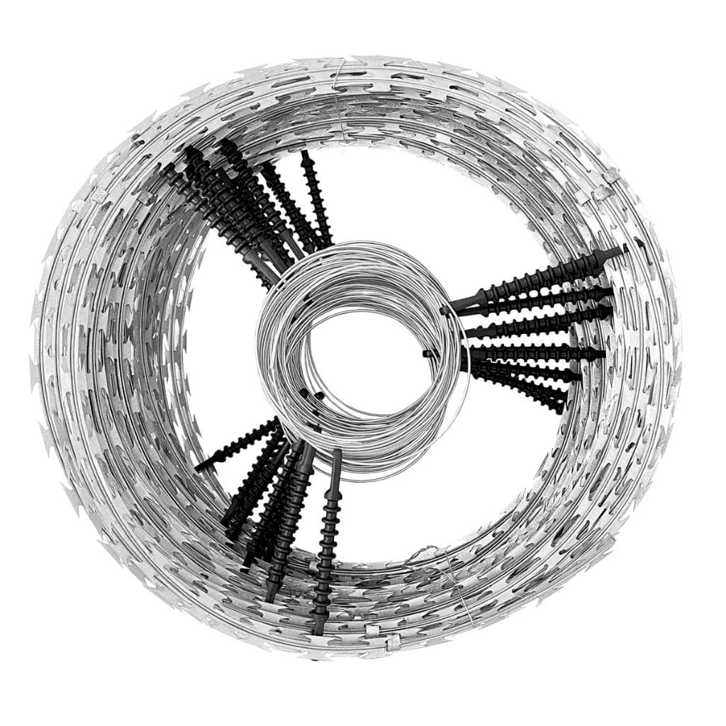 Concertina Perimetral Dupla Sensor Eletrificada 45cm Galvalume 10m Lamina de 28mm, 56 voltas