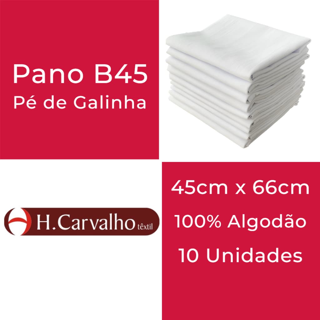 50 un Pano de Prato Pé de Galinha B45 45cm x 66cm Branco Liso sem Estampa 100% Algodão H Carvalho