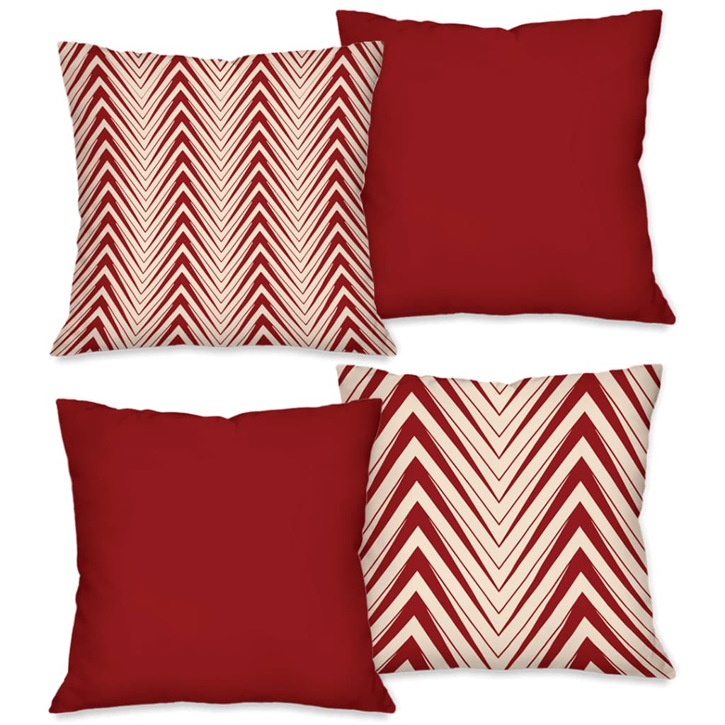 Kit com 4 Capas para Almofadas Decorativas Abstrato Vermelho 45x45 cm