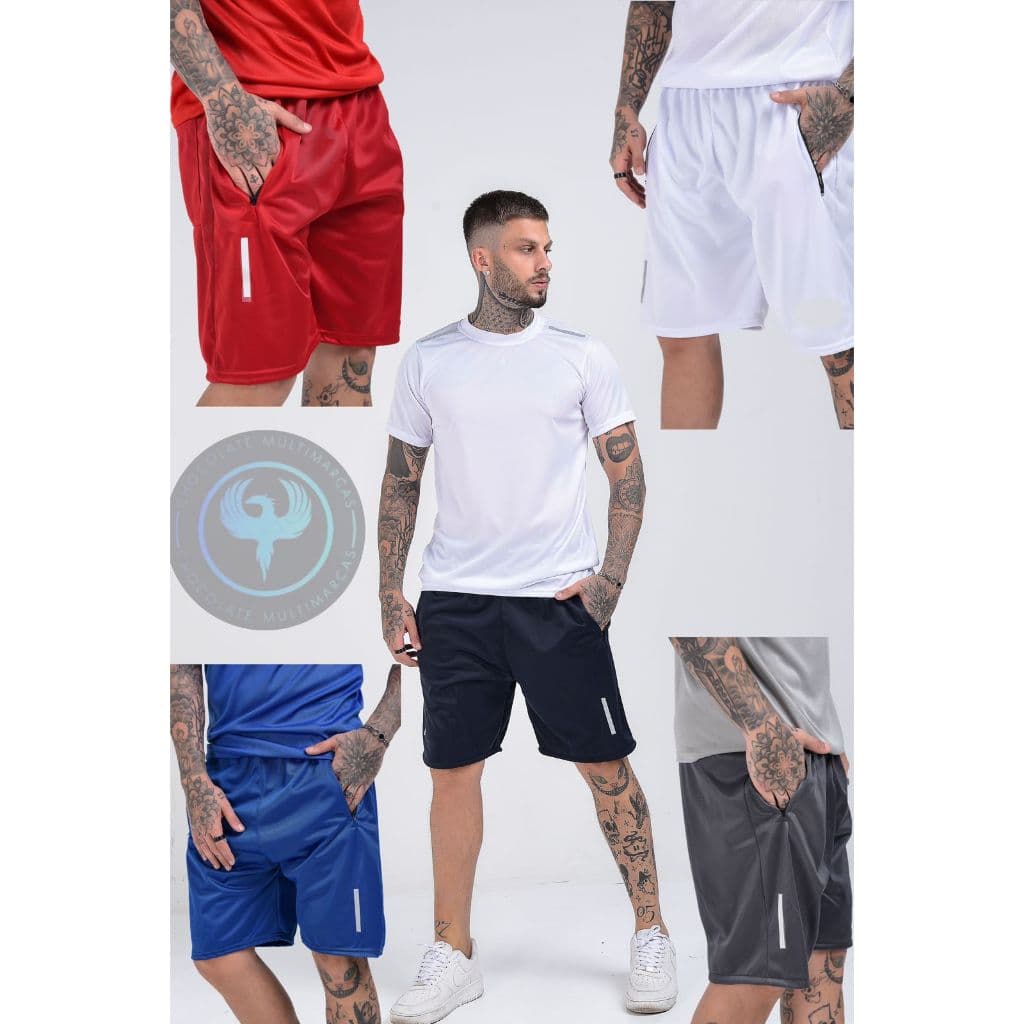 Kit 5 Bermudas Masculinas Com Bolsos Ziper Cordão Elásticos Reforçado Verão