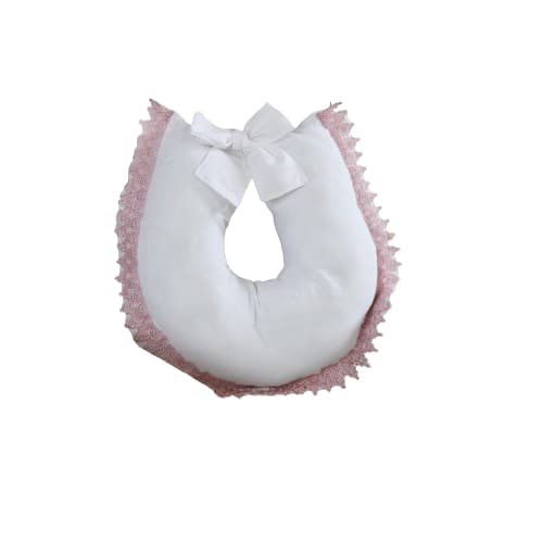 Almofada de amamentação branco com gripir rose menina