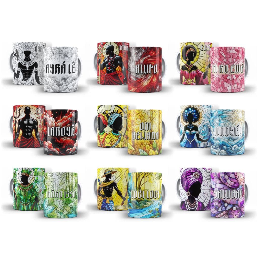 Caneca Porcelana Vitral Orixá Umbanda Candomblé Diversos Modelos