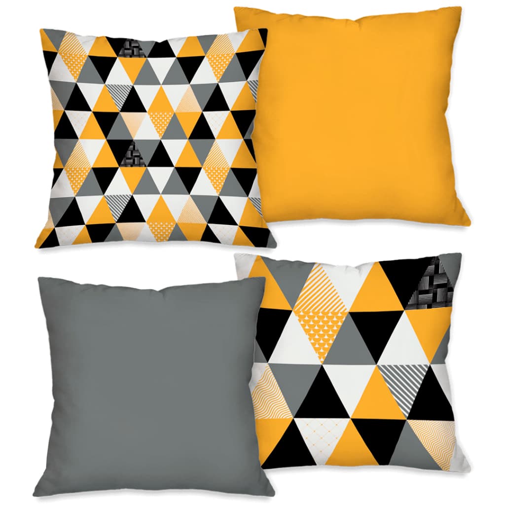 Kit com 4 Capas para Almofadas Decorativas Triângulos Geométricos 45x45 cm