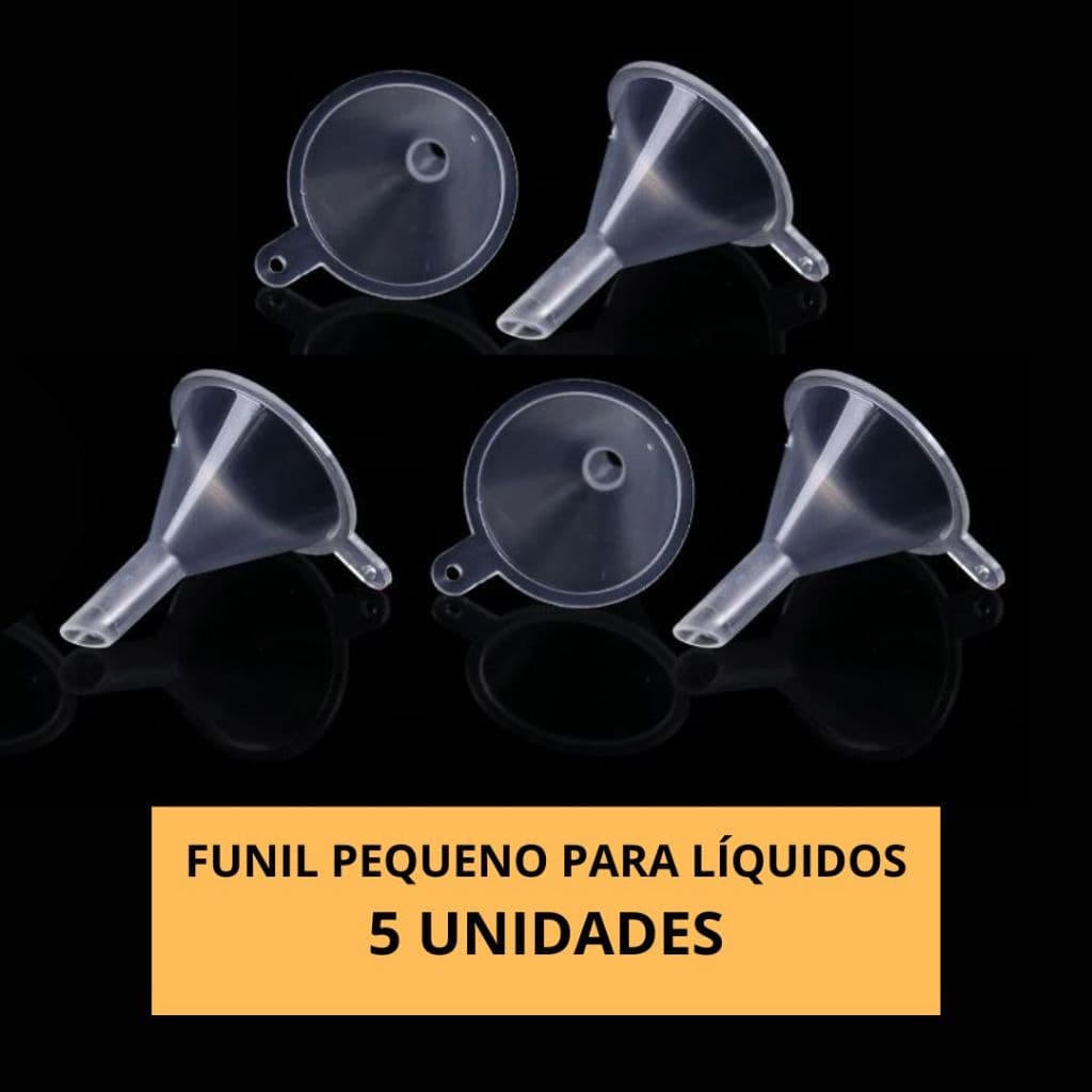 Mini Funil de Plástico Transparente para Líquidos, Colas e Óleos - 5 unidades
