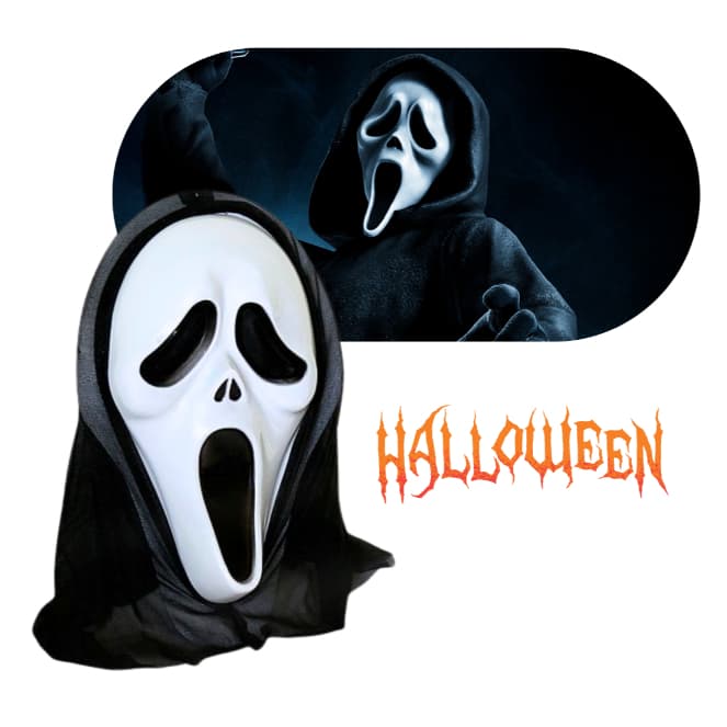 Máscara Pânico Capuz Fantasia Festa Halloween Carnaval Rua