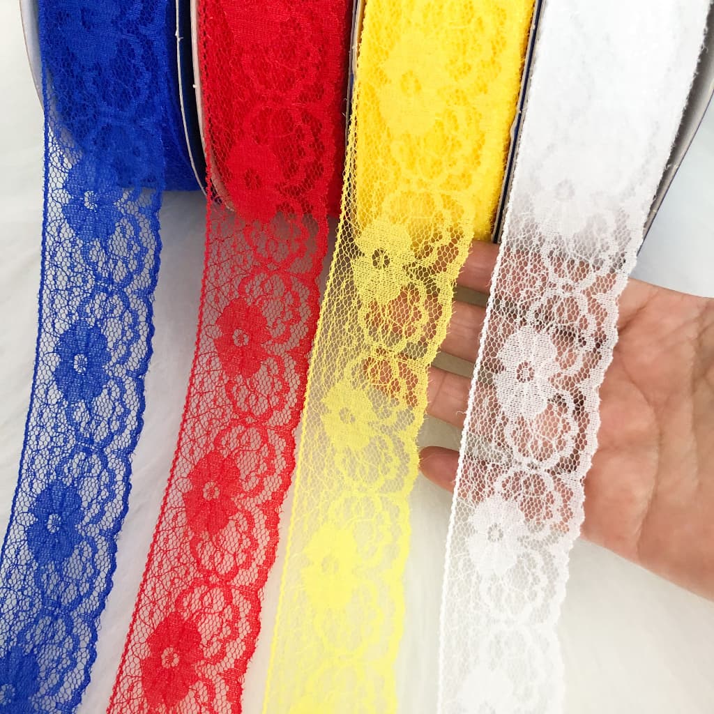 Renda Nylon Najar, 37mm, 1 ou 5 METROS, Várias Cores