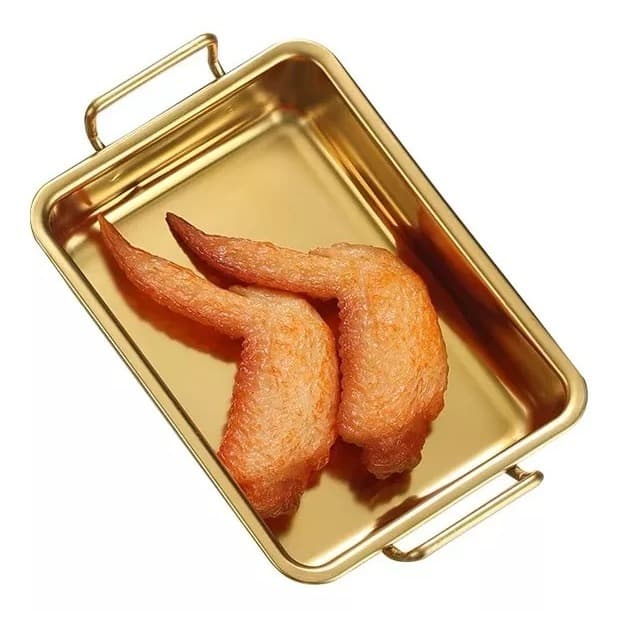 Bandeja Com Alça Aço Inox Para Batatas Fritas Asas De Frango