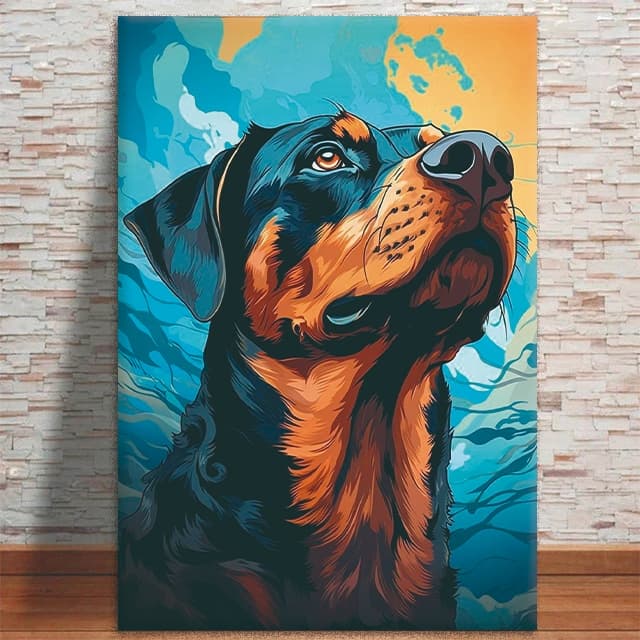 Quadro Decorativo Rottweiler Colorido Cachorro Quarto Sala MDF 3mm 4k
