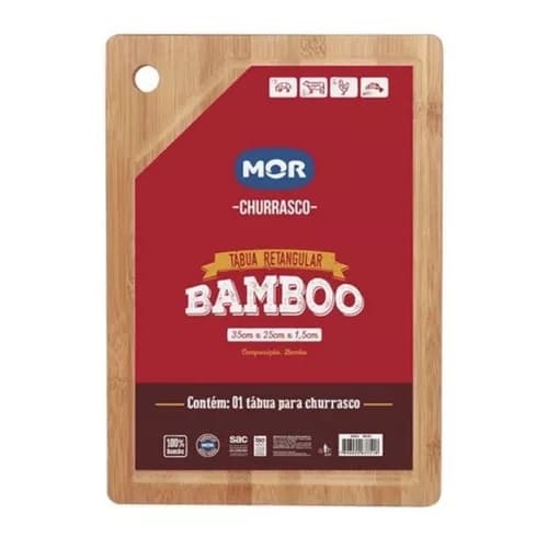 Tabua De Bamboo Mor Retangular De Corte Carne 30x20cm