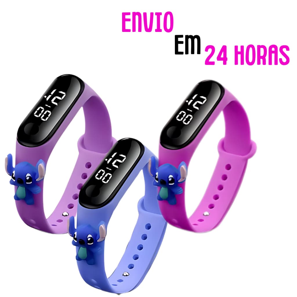 Relógio Infantil menina Stitch Digital À Prova D´Àgua Led