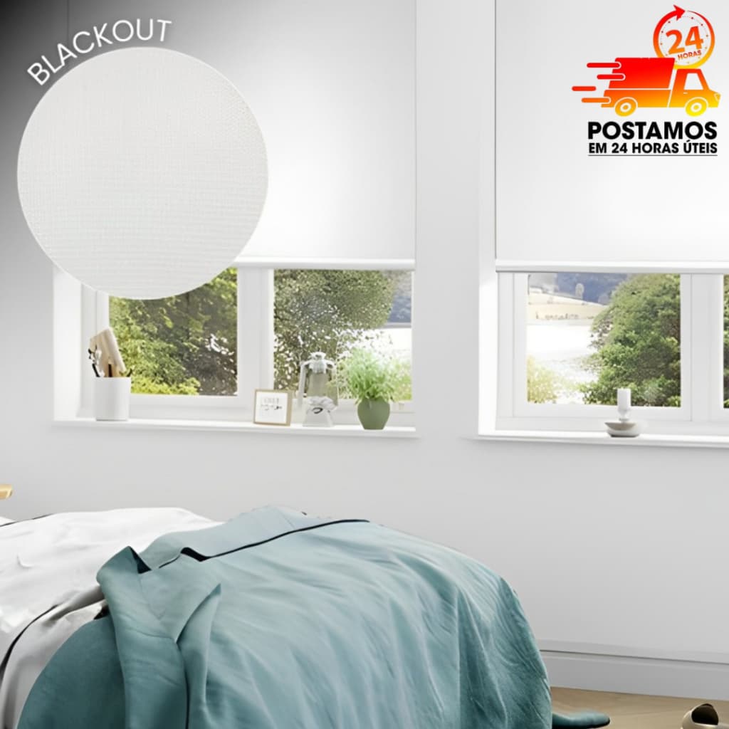 Persiana Rolô Branca Blackout, Modernidade, Praticidade em um Toque, ideal para cozinha, quarto, sal
