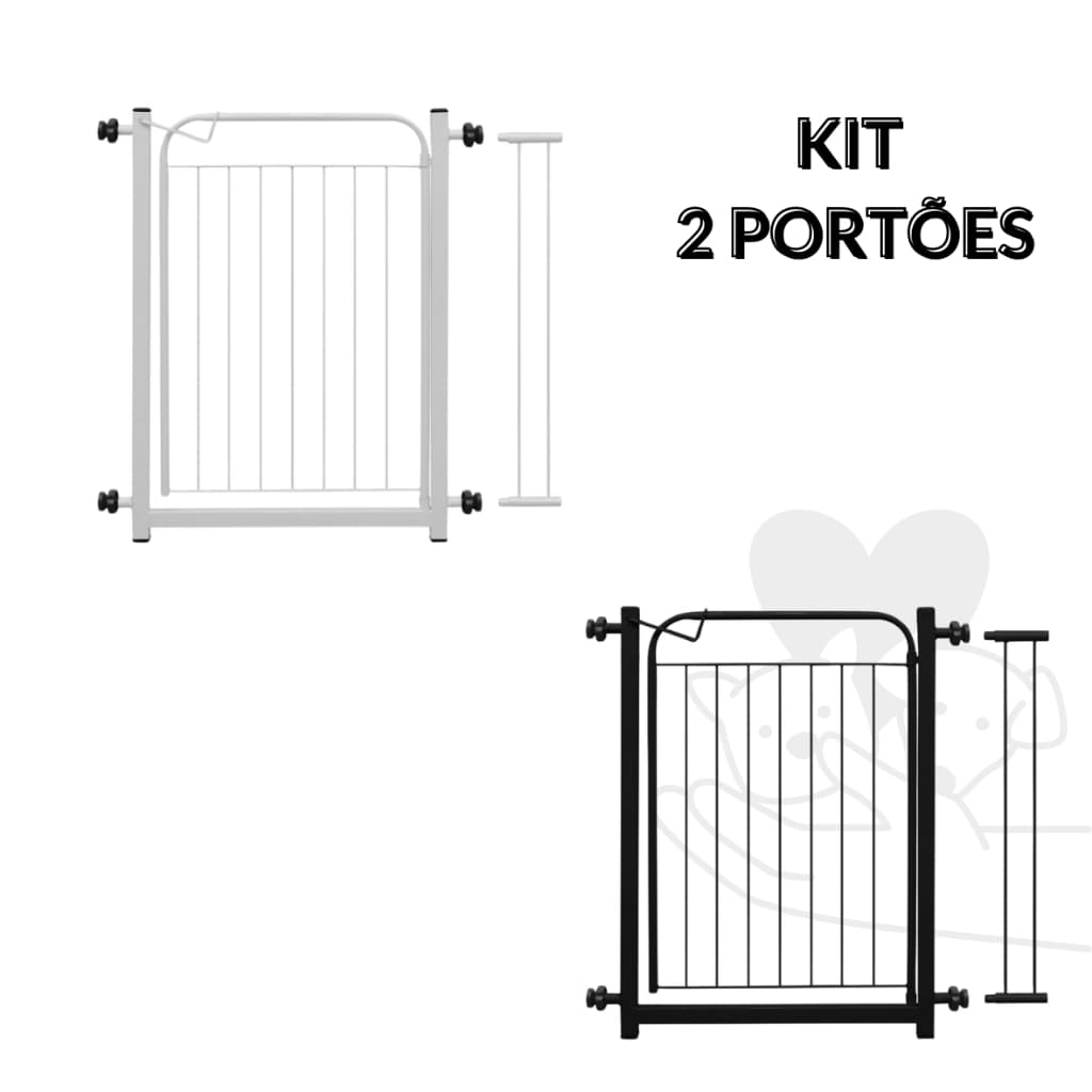 Kit Portão Pet Com 02 UNIDADES Grade de Proteção Para Cães Acompanha Extensor de 10cm Envio Imediato