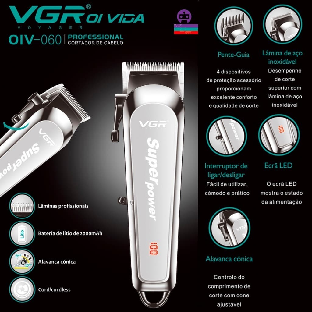 Máquina de Cortar Cabelo Profissional V-060 | VGR