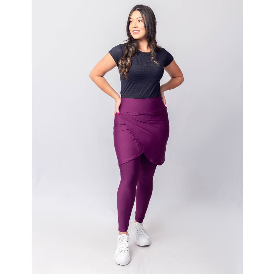 Calça Leg Com Saia Moda Fitness Evangélica Transpassada