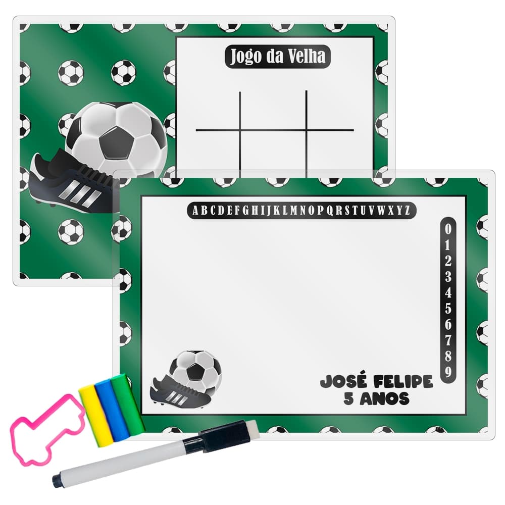 15 Lousa Mágica + Caneta Com Apagador Personalizada Lembrancinha Festa Infantil Futebol