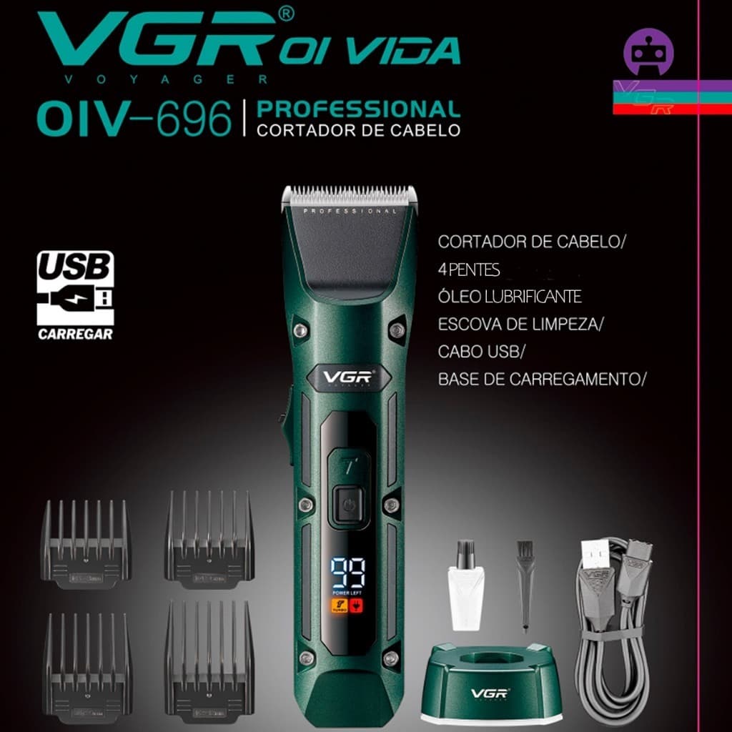 Máquina de Cortar Cabelo Profissional V-696 | VGR