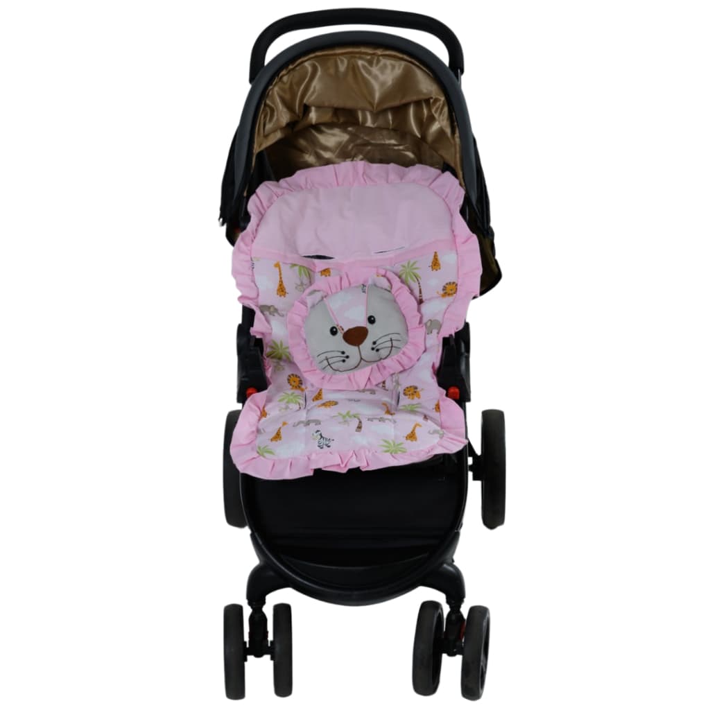 Capa Carrinho Bebê Acolchoada Menina Safari Rosa + Almofada