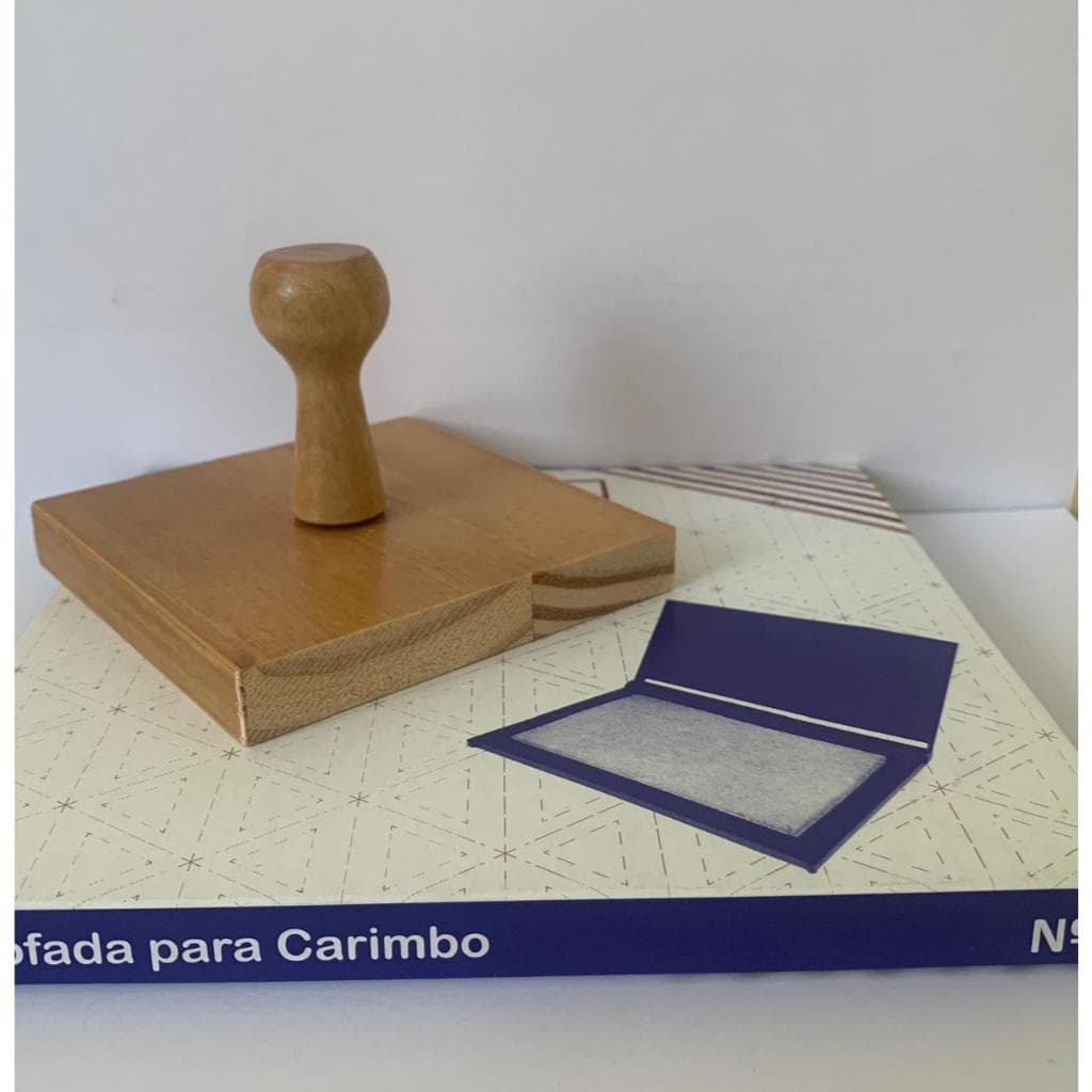 Carimbo Personalizado de Madeira 10x10 com Almofada (Kit )