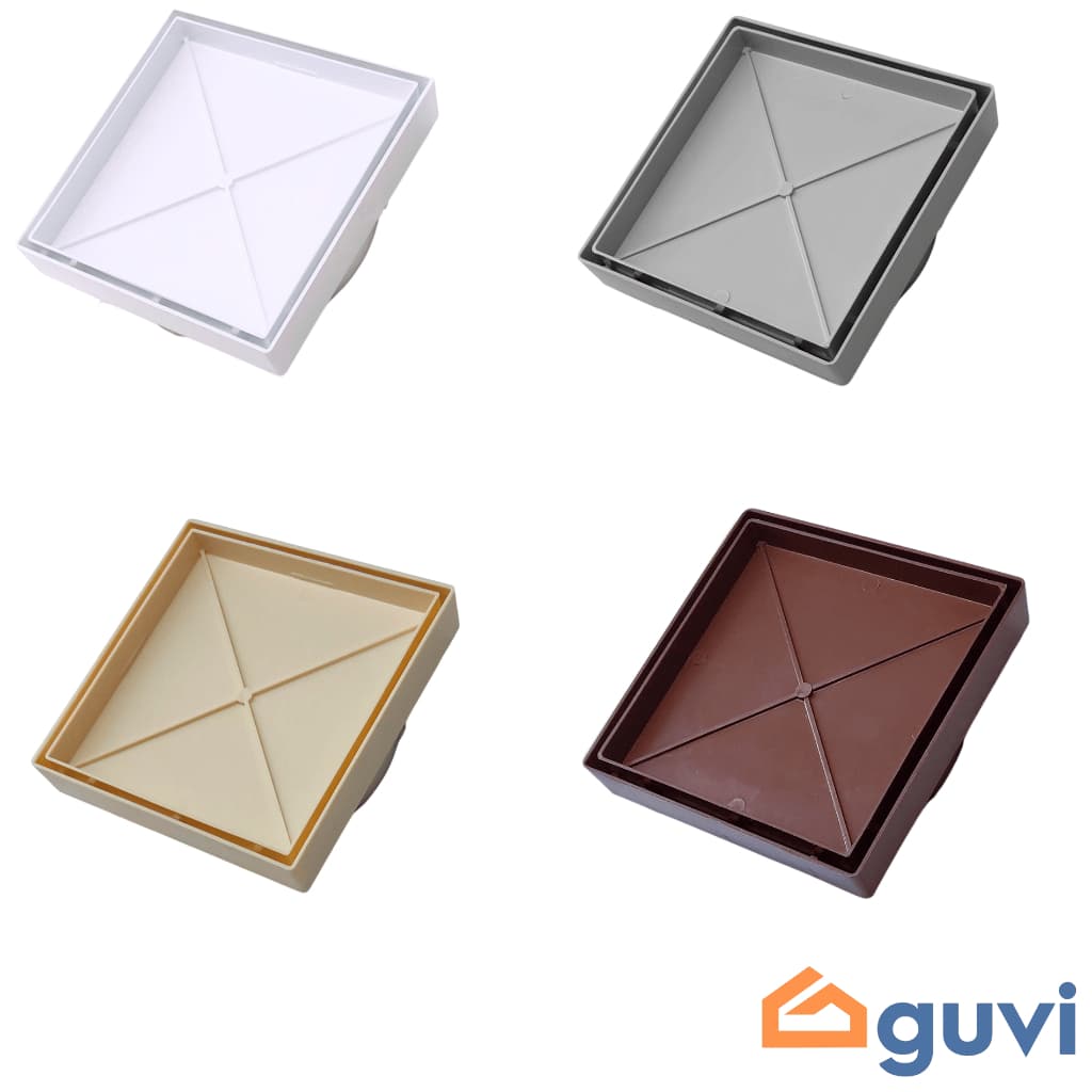 Ralo Invisivel Guvi Quadrado 10x10 / 15x15cm Oculto Cola piso porcelanato Anti inseto Não volta cheiro Inteligente