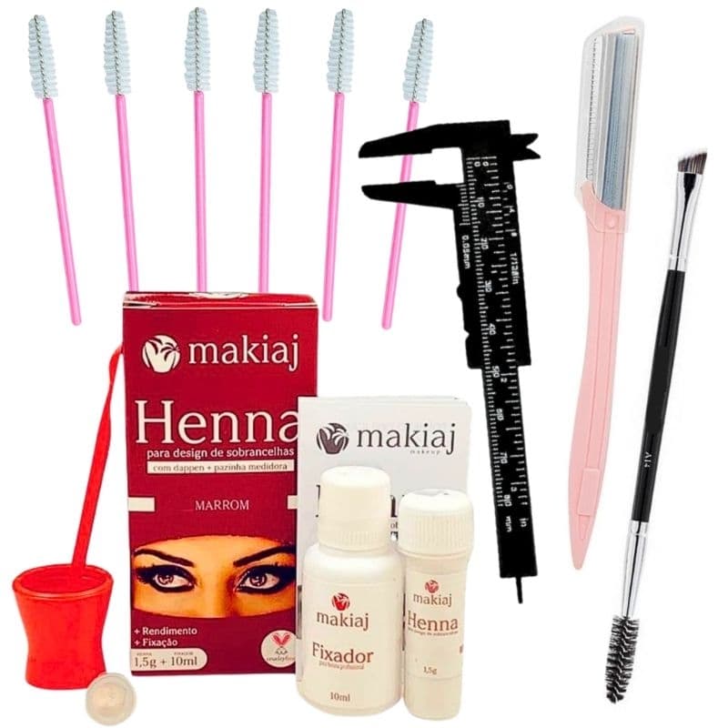 kit Henna + paquímetro profissional de sobrancelhas / sombrancelha