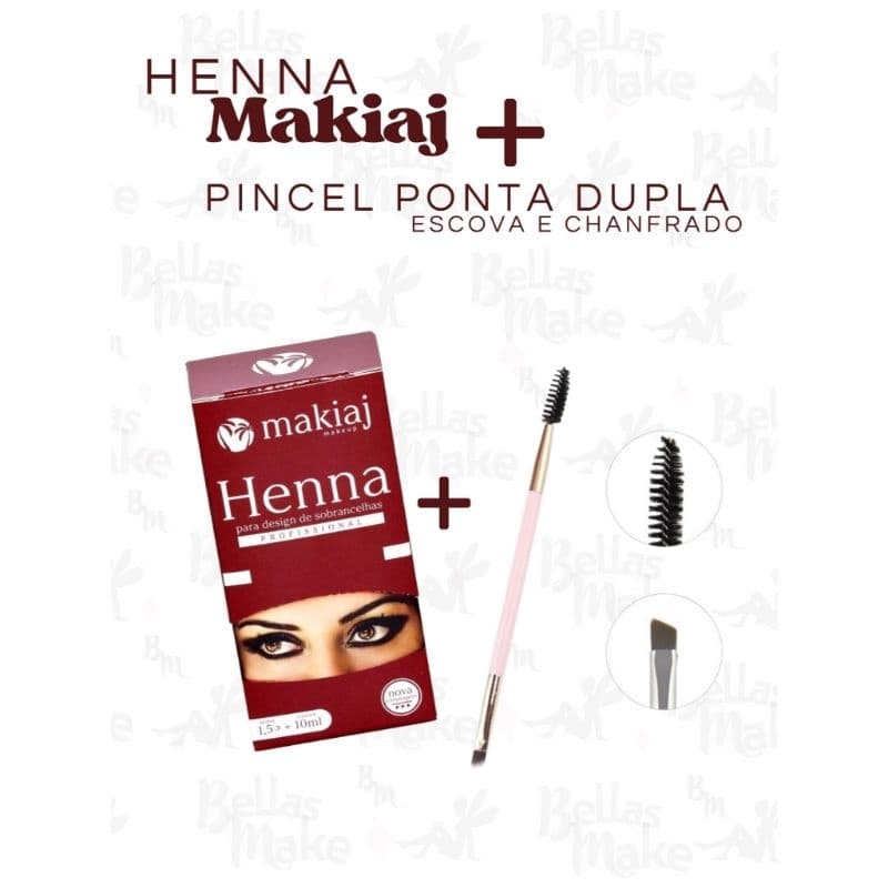 kit Henna Profissional Makiaj + pincel ponta Dupla