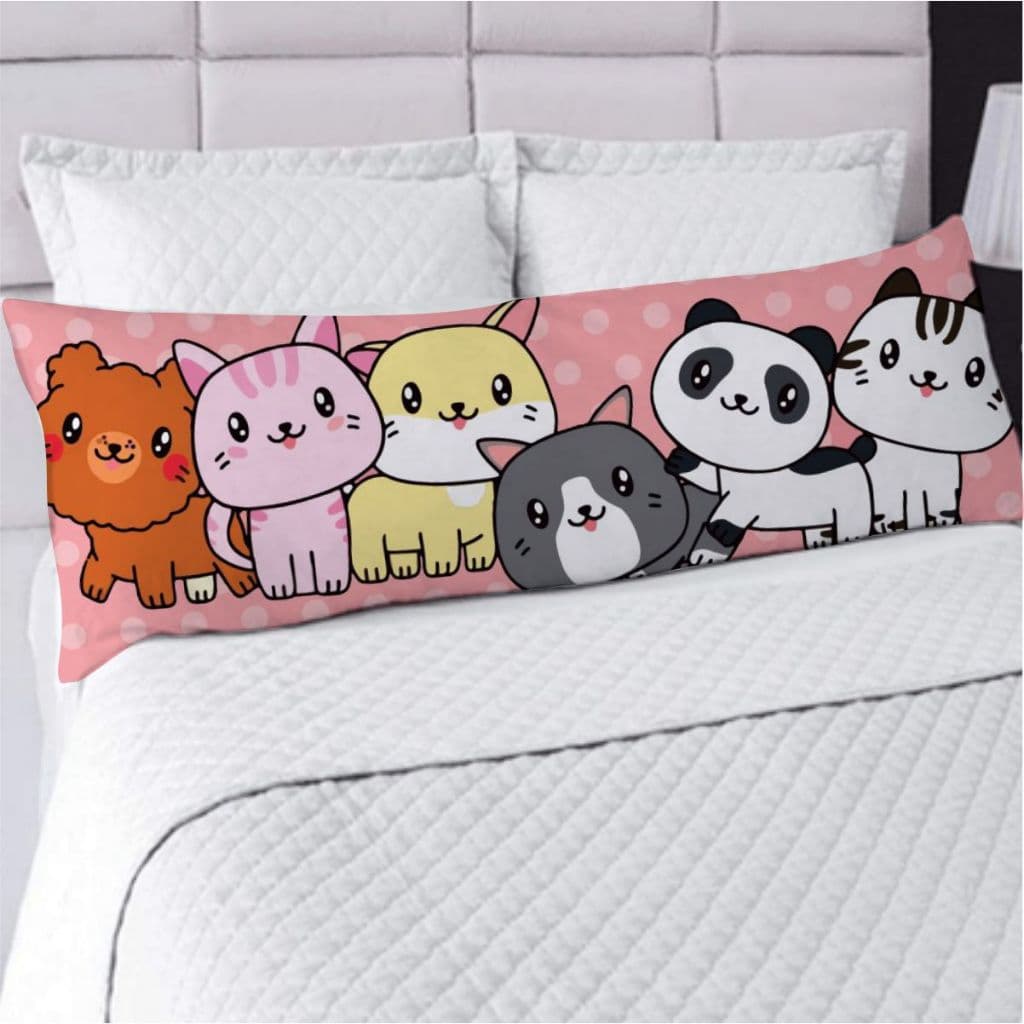Fronha Avulsa ou Kit Fronha com Travesseiro de Corpo Xuxão Estampa Animais Fofos - Quarto Infantil