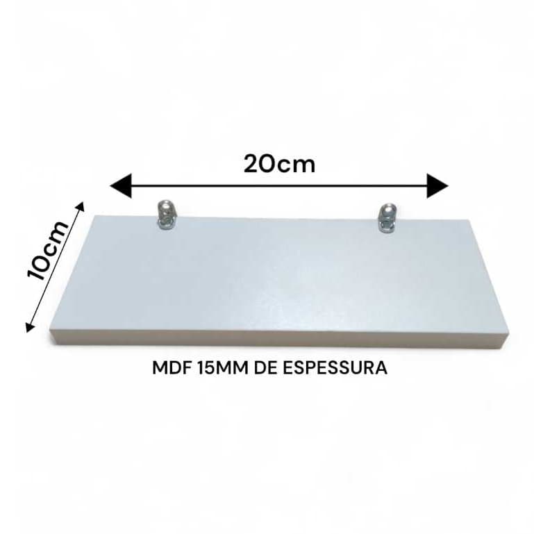 Prateleira Decorativa em MDF 10 x 20 cm cor Branca