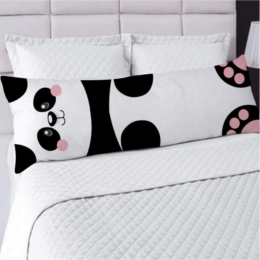 Fronha Avulsa ou Kit Fronha com Travesseiro de Corpo Xuxão Estampa Panda Encantador Decoração