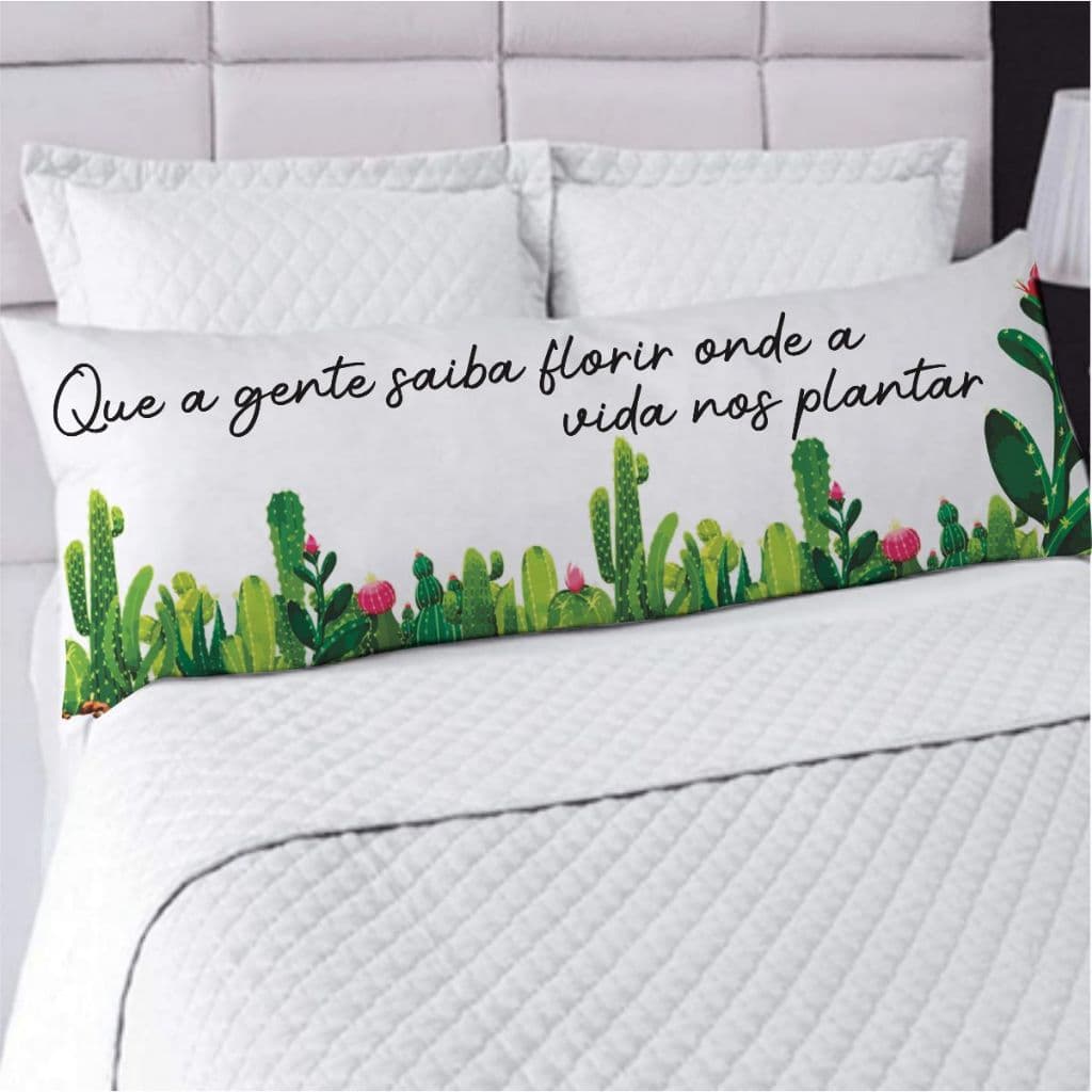 Fronha Avulsa ou Kit Fronha com Travesseiro de Corpo  Xuxão Estampa Jardim dos Cactos Decoração