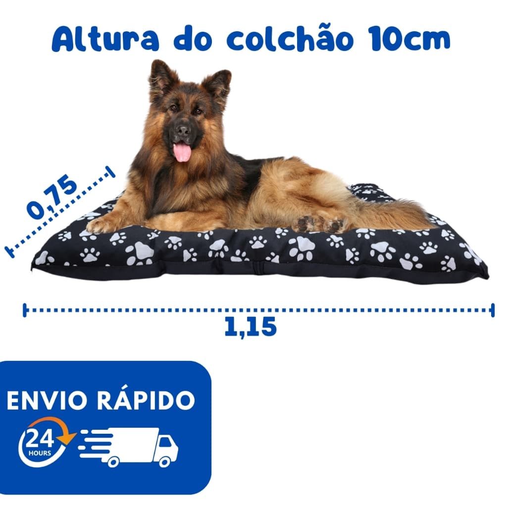 Cama Pet Grande Para Cães e Gatos Colchonete Pet 75x1,15 Com Zíper Colchonete Fundo Emborrachado