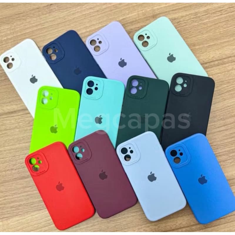 Capa Capinha Case Fechada QUADRADA PRO CÂMERA PREMIUM Aveludada silicone para iPhone Silicone Case 11/12/13/14/16/16