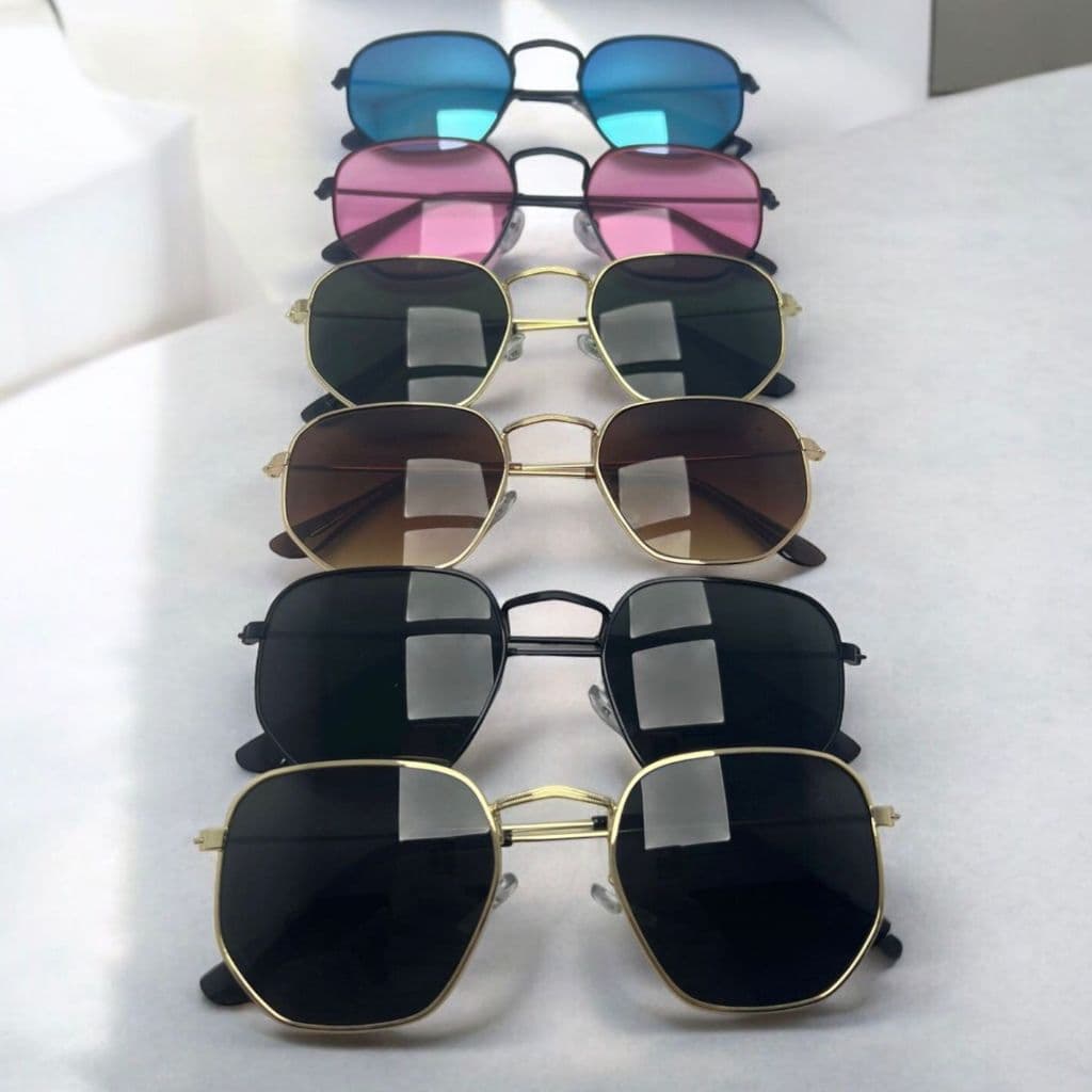 Óculos de Sol Hexagonal Masculino Feminino Vintage Metal Clássico
