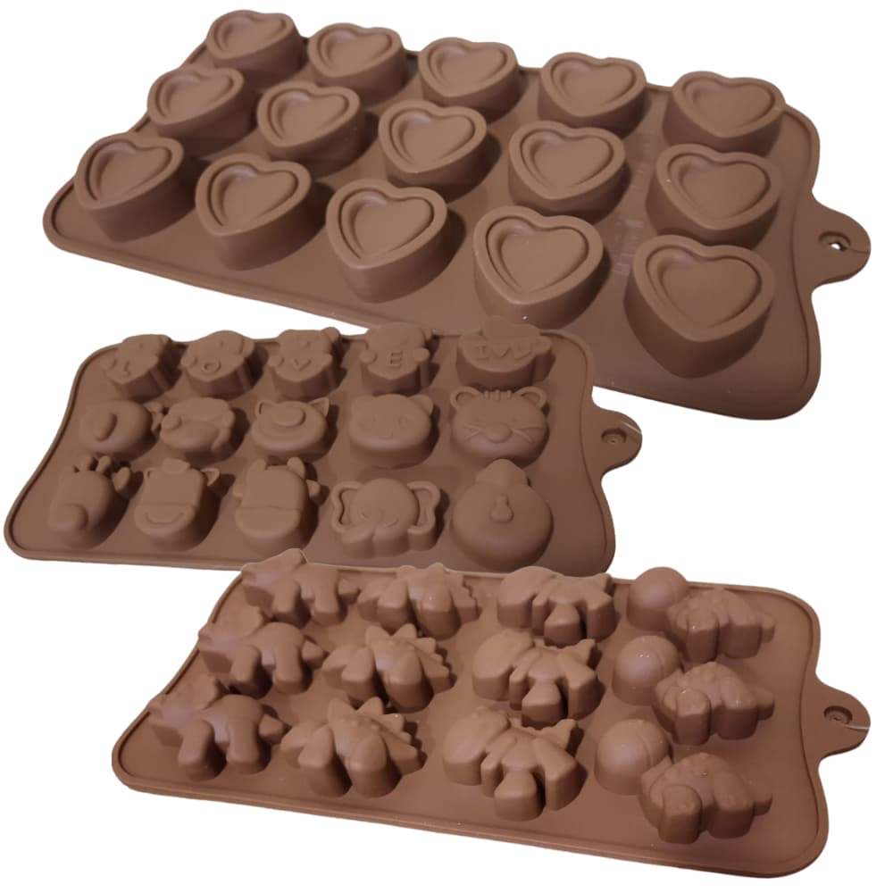 Forma De Chocolate Com 12/15 Cavidades De Silicone coração dinossauro animais sortido