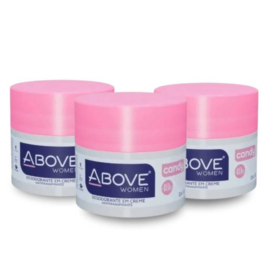 Desodorante em Creme Above Women Candy Antitranspirante 48h kit com 3 unidades 150g