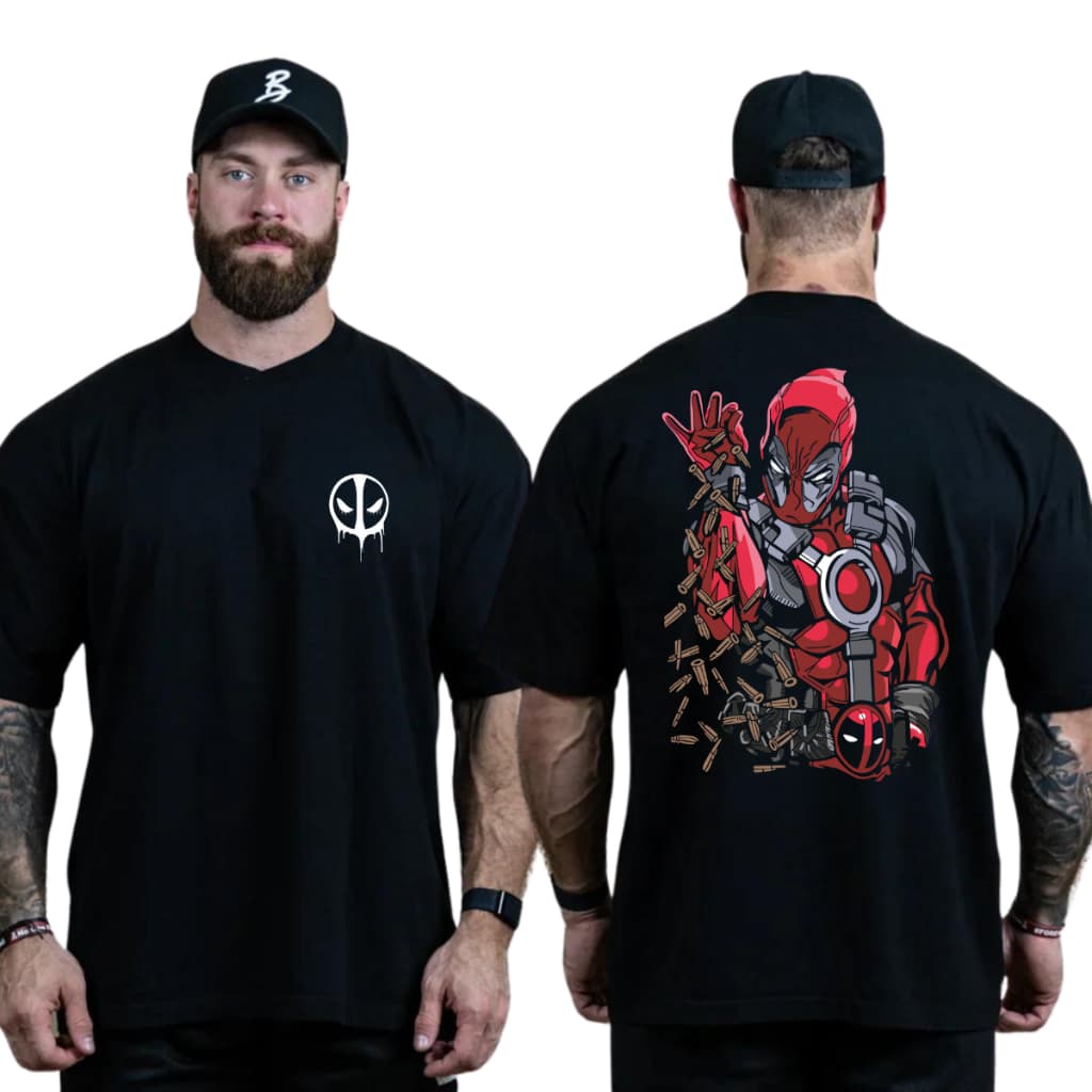 Camiseta Oversized Masculina Grande Estampado Heróis Camisa Algodão Novo