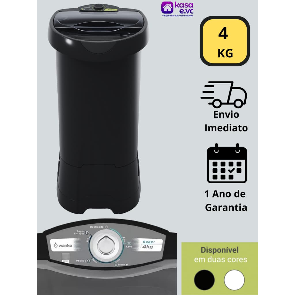 Máquina de Lavar Wanke Super 4Kg tanquinho Semi-Automática Batedor Robusto