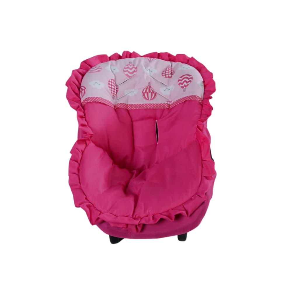 Capa de Bebê Conforto Acolchoada Babado Estampada Balão Pink Menina