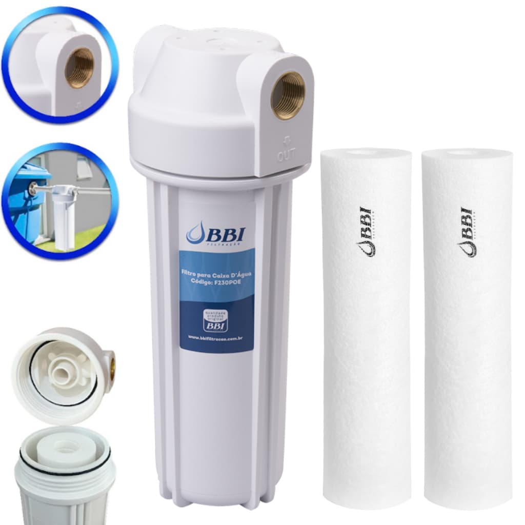 Filtro Caixa D'água Cavalete BBI Conexão 3/4 + 2 Refil Extra