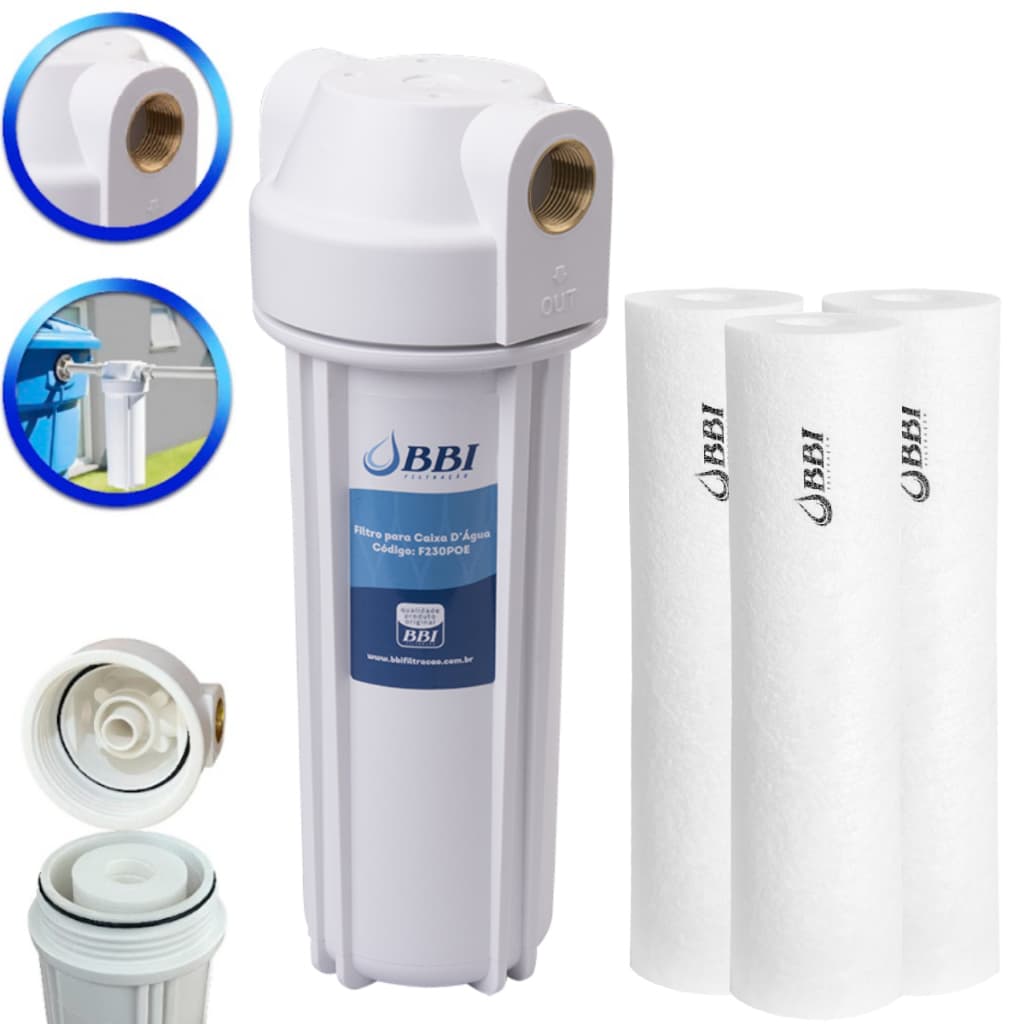 Filtro Para Caixa D'água Poe Polipropileno + 3 Refil Extra