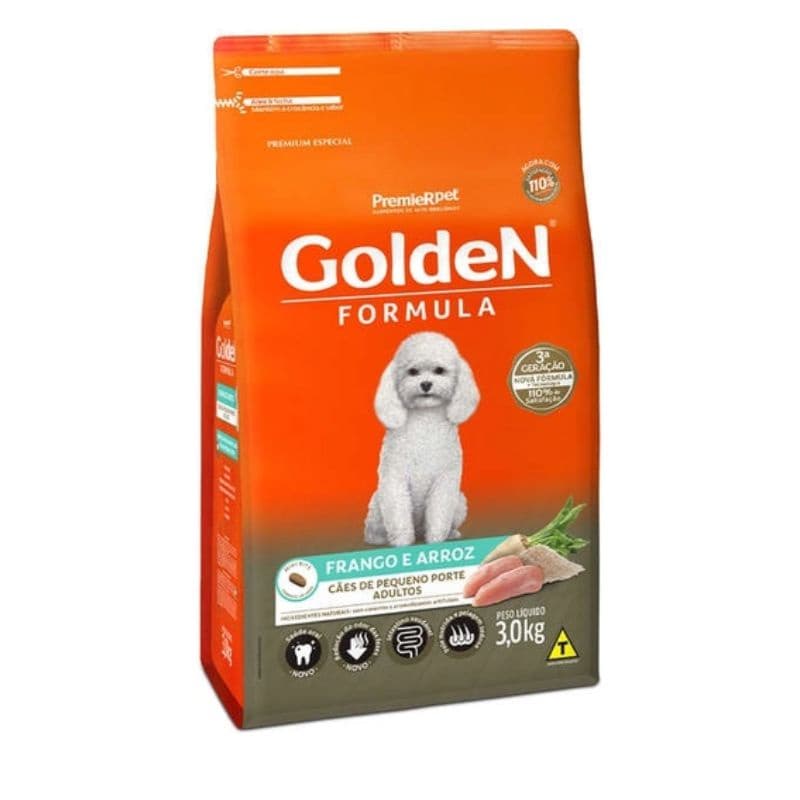 Ração Golden Adulto Mini Bits Frango Arroz Cães Porte Pequeno Ração