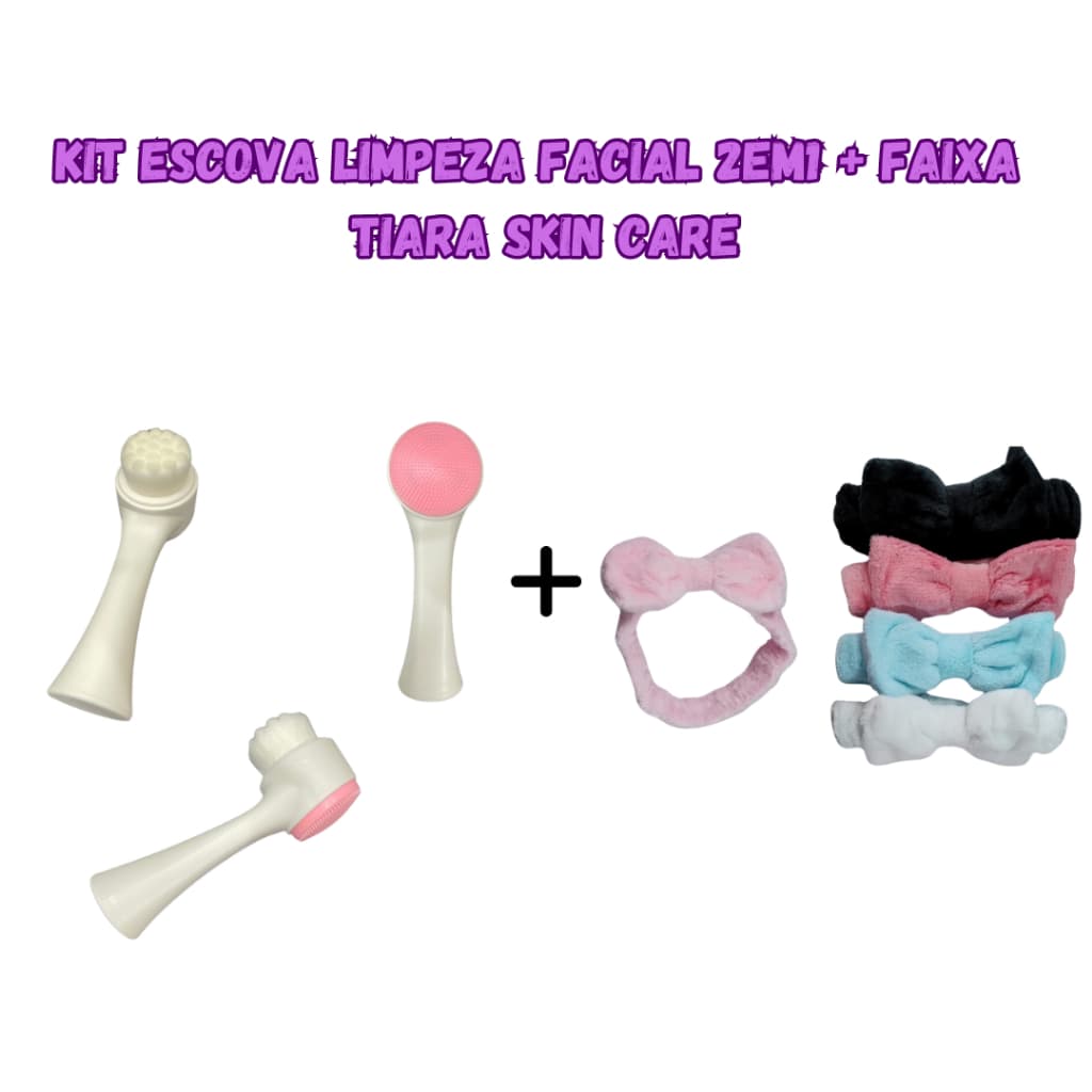 Escova Limpeza Facial 2 Em 1 Aparelho Massagem Cerdas Macias Limpeza De Cravos + Tiara Skin Care