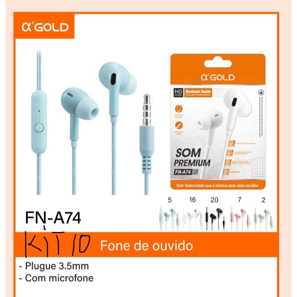 10 fones de ouvido com microfone embutido marca a gold