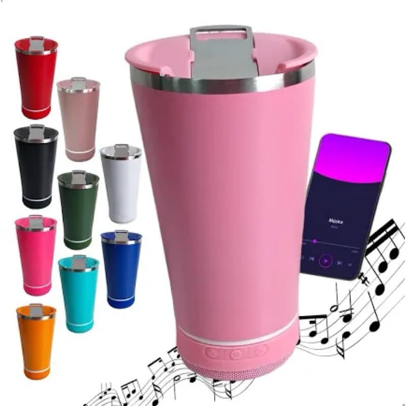 Copo Térmico 2 Em 1 420ml Com Som Bluetooth